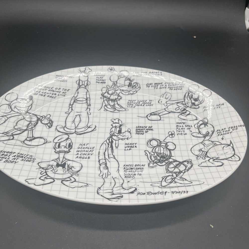 Disney Sketchbook 14" Oval Serving Platter Mickey Mouse Friends Ceramic Zrike